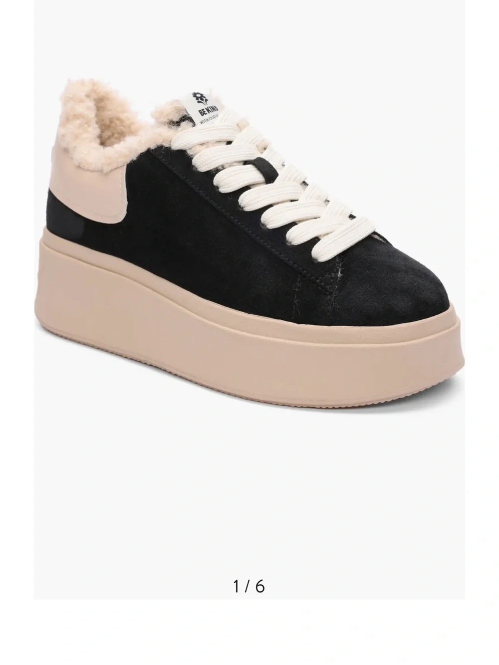 ASH Women's Moby-Be Kind Platform Sneaker- military/gardenia Fur lined size 10.5